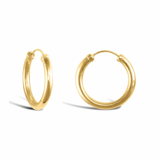Ladies 9ct Gold  Capped Sleeper 2.5mm Hoop Earrings 18mm - JER742A