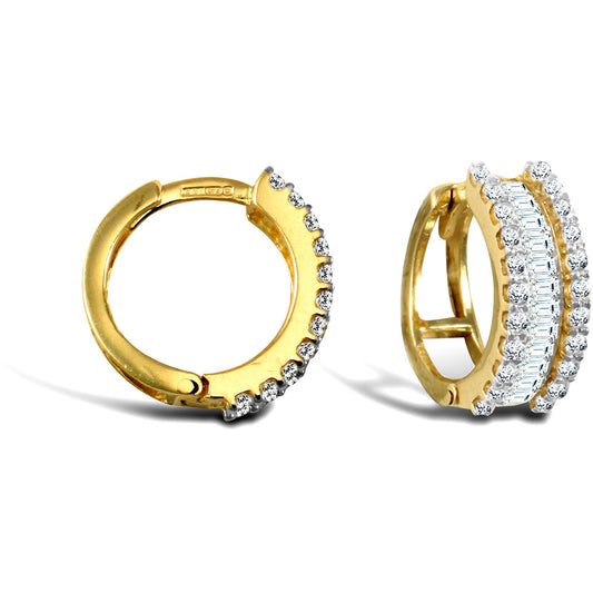 9ct Gold  CZ Eternity 5.5mm Huggie Hoop Earrings 15mm - JER751