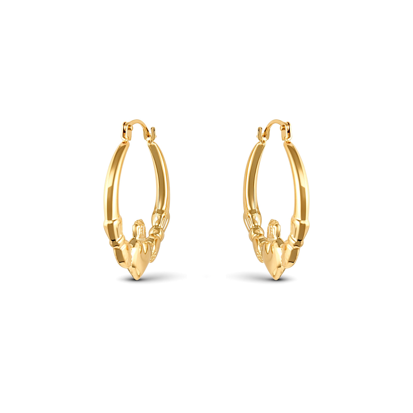 Ladies 9ct Gold  Claddagh (Chladaigh) Creole Earrings - JER761