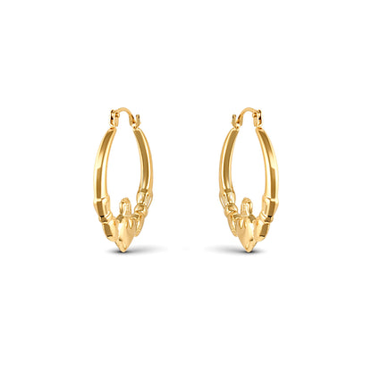 Ladies 9ct Gold  Claddagh (Chladaigh) Creole Earrings - JER761