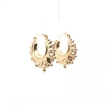 Ladies 9ct Gold  Victorian Spike Hoop Creole Earrings - JER764