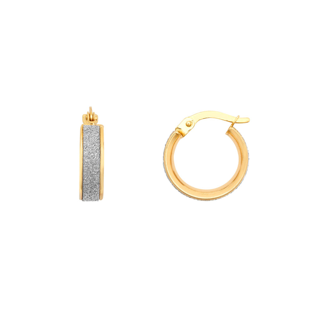Ladies 9ct Gold  MoonDust Stardust 4mm Hoop Earrings 13mm - JER770A