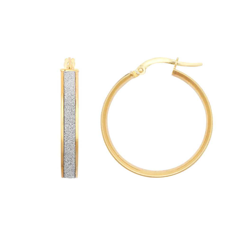Ladies 9ct Gold  MoonDust Stardust 4mm Hoop Earrings 24mm - JER770C
