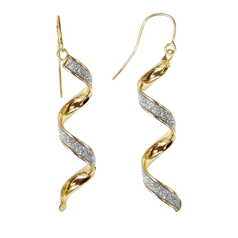 Ladies 9ct Gold  MoonDust Stardust 4mm Twist Drop Earrings 52mm - JER774