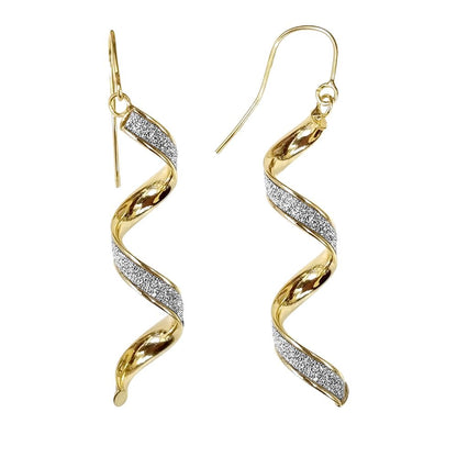Ladies 9ct Gold  MoonDust Stardust 4mm Twist Drop Earrings 52mm - JER774