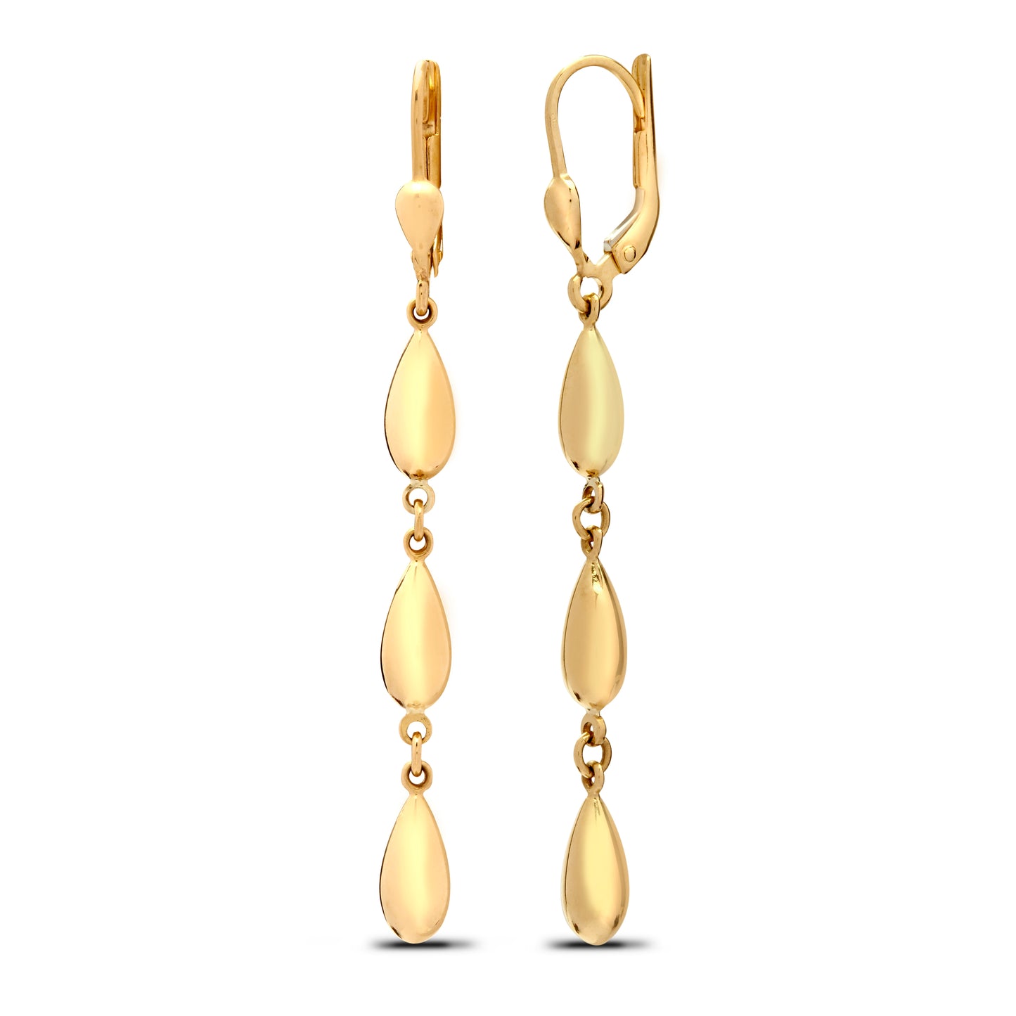 Ladies 9ct Gold  Raindrop Trilogy Drop Earrings - JER781