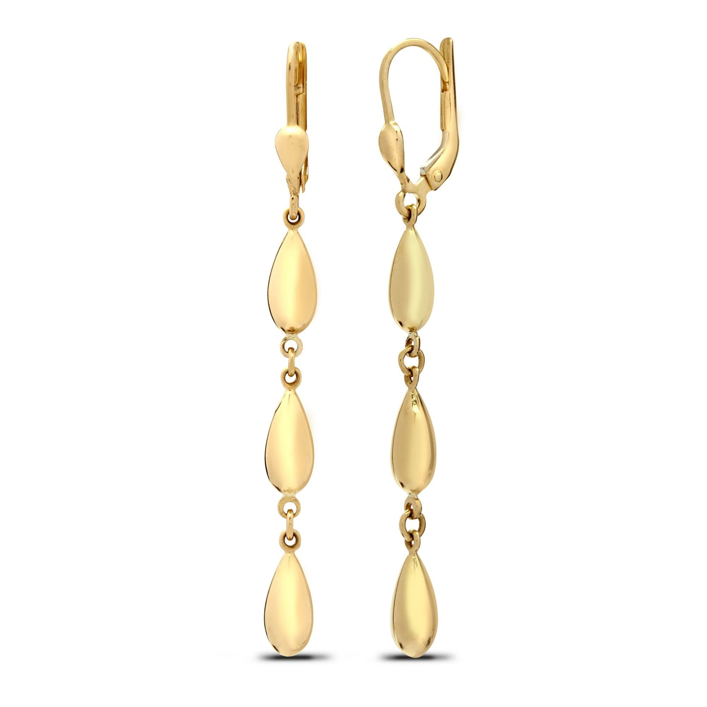 Ladies 9ct Gold  Raindrop Trilogy Drop Earrings - JER781