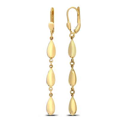 Ladies 9ct Gold  Raindrop Trilogy Drop Earrings - JER781