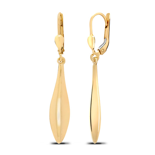 Ladies 9ct Gold  Torpedo Pod Drop Earrings - JER782