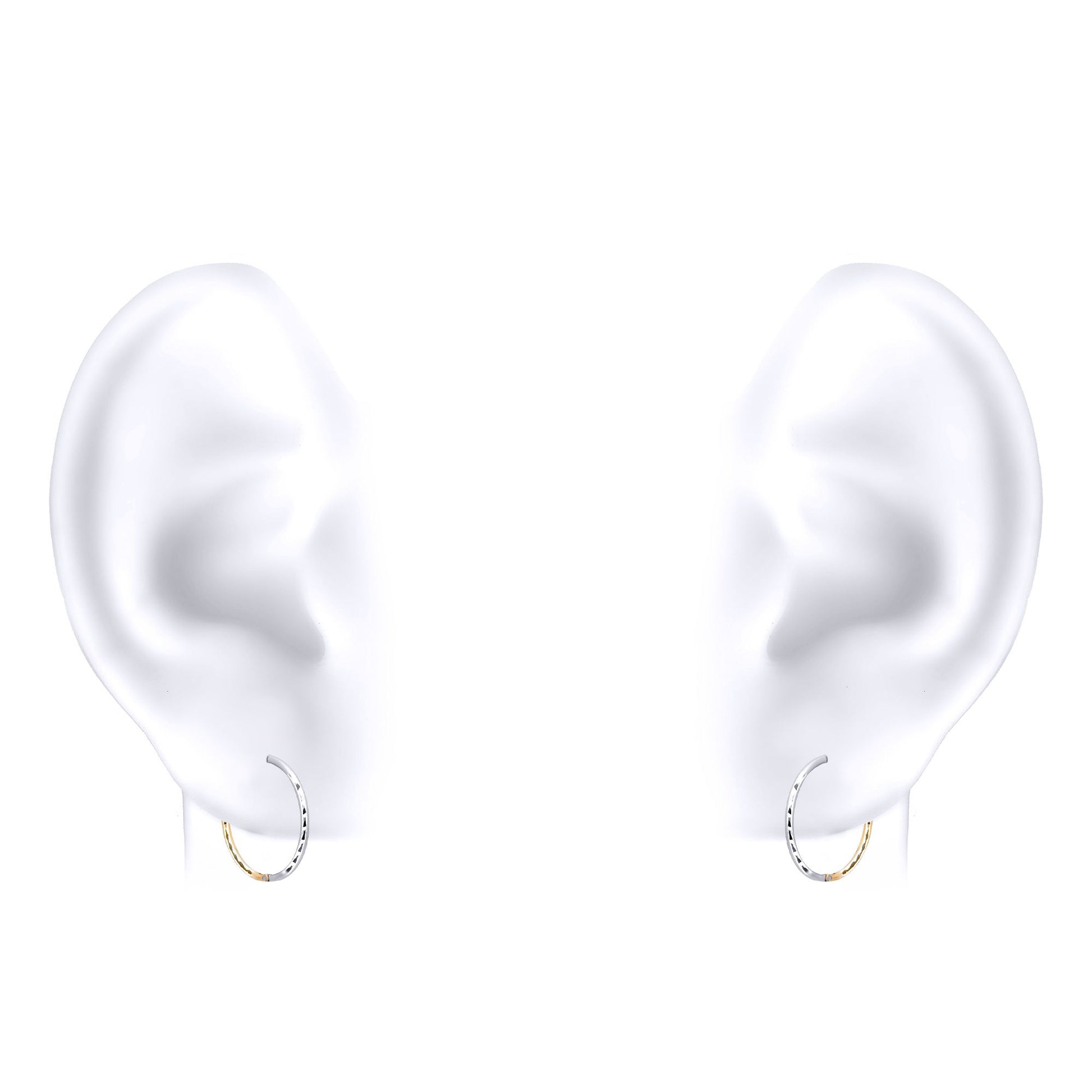 9ct 2 Colour Gold  Sparkling Hinged Sleeper 1mm Hoop Earrings 13mm - JER789A