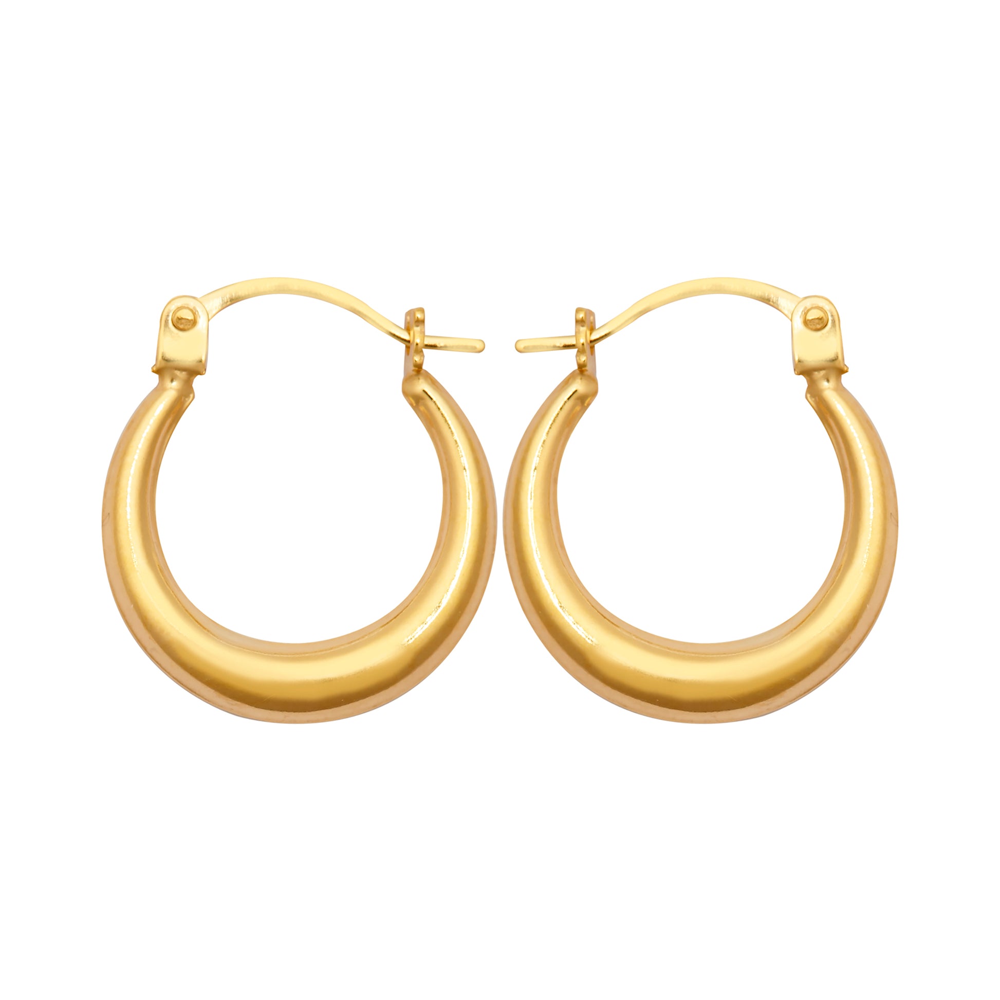 Ladies 9ct Gold  Graduating Crescent Moon Creole Earrings - JER792A