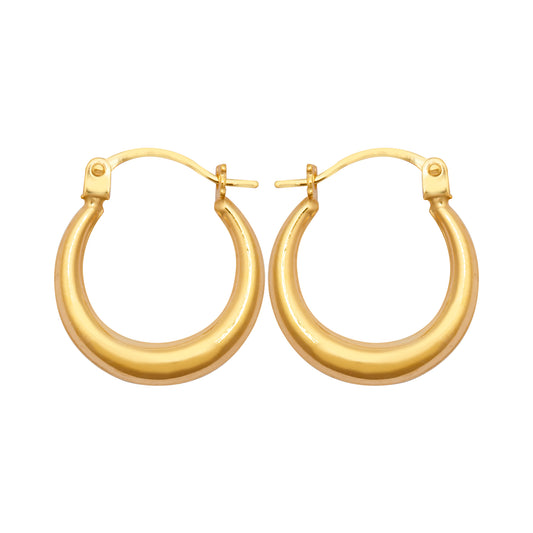 Ladies 9ct Gold  Graduating Crescent Moon Creole Earrings - JER792A