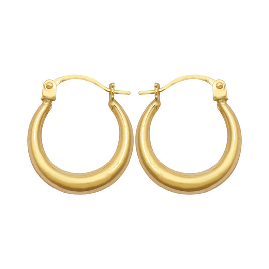Ladies 9ct Gold  Graduating Crescent Moon Creole Earrings - JER792A