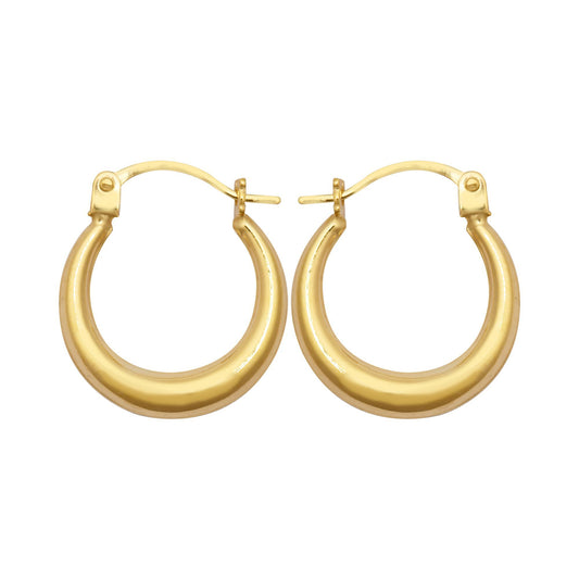 Ladies 9ct Gold  Graduating Crescent Moon Creole Earrings - JER792A
