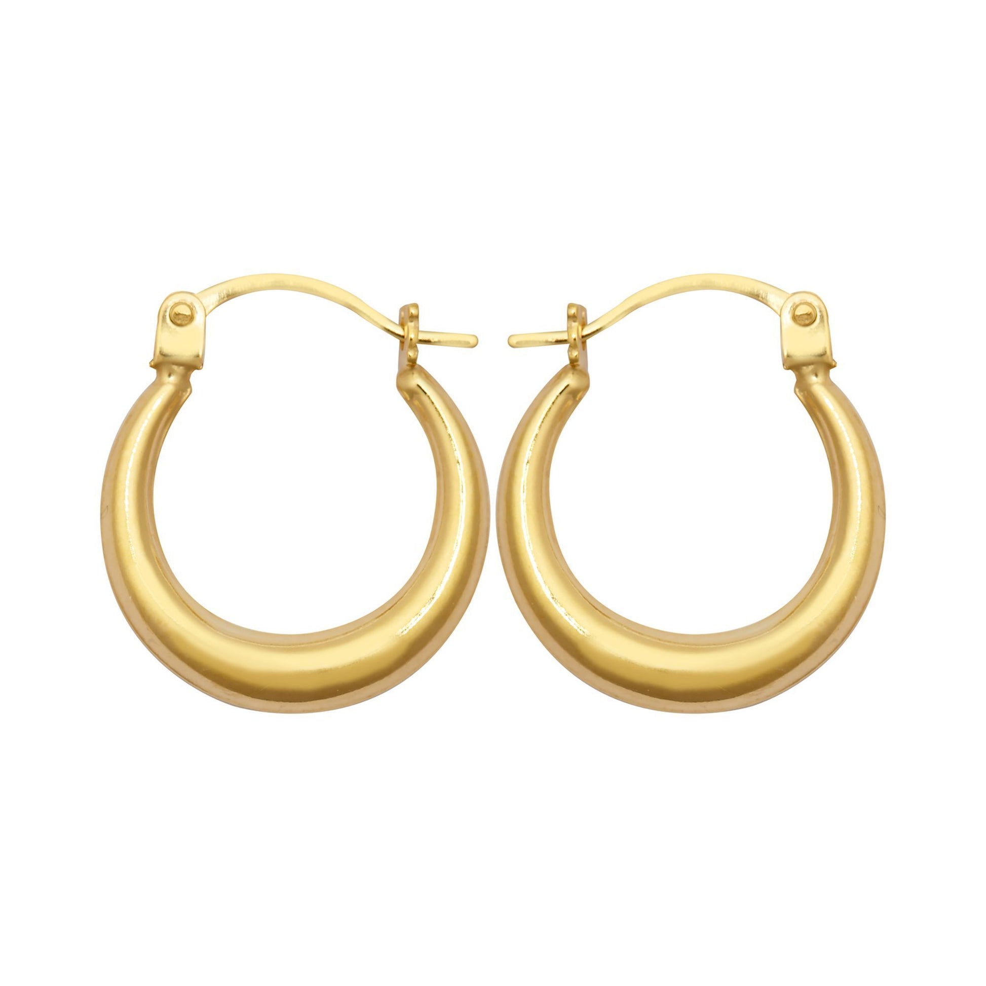 Ladies 9ct Gold  Graduating Crescent Moon Creole Earrings - JER792A