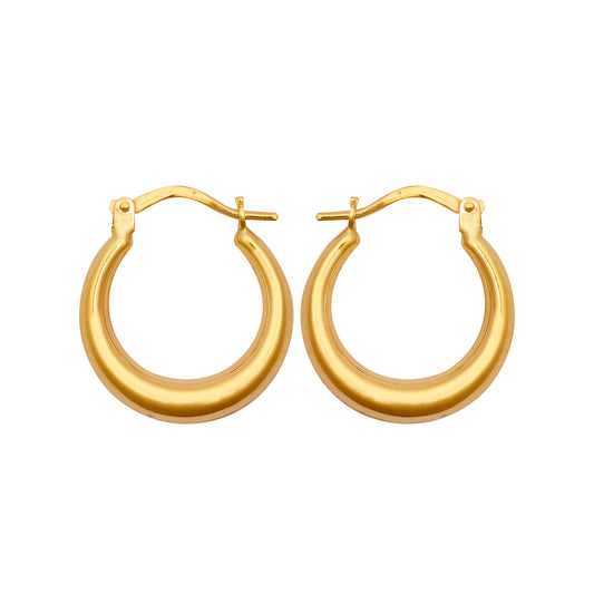 Ladies 9ct Gold  Graduating Crescent Moon Creole Earrings - JER792B