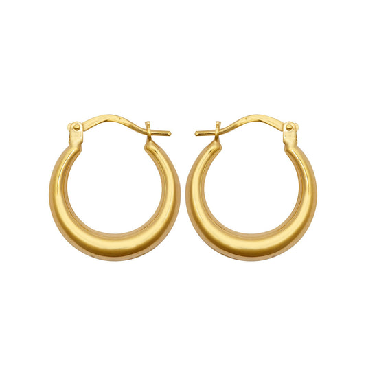 Ladies 9ct Gold  Graduating Crescent Moon Creole Earrings - JER792B