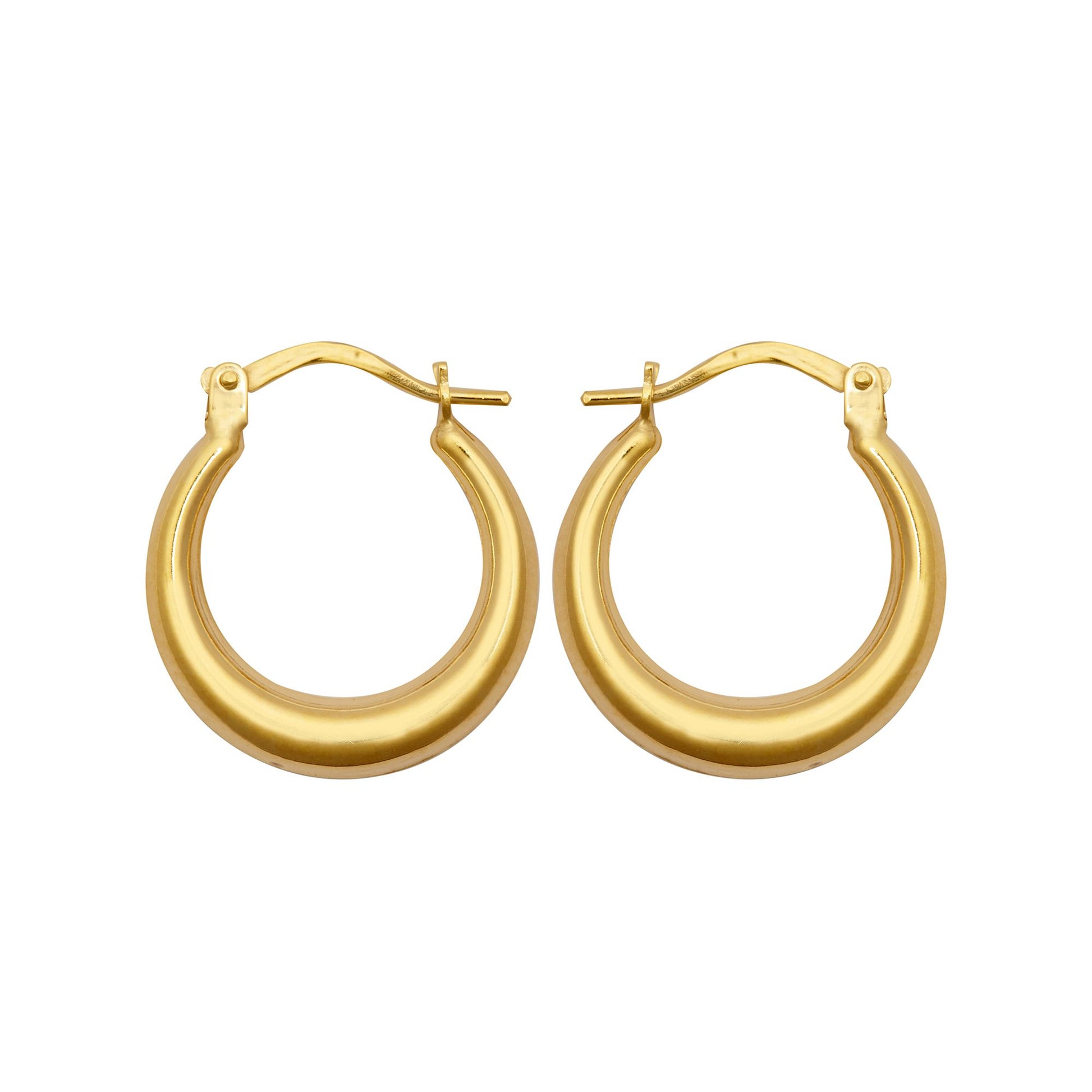 Ladies 9ct Gold  Graduating Crescent Moon Creole Earrings - JER792B