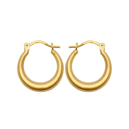 Ladies 9ct Gold  Graduating Crescent Moon Creole Earrings - JER792B