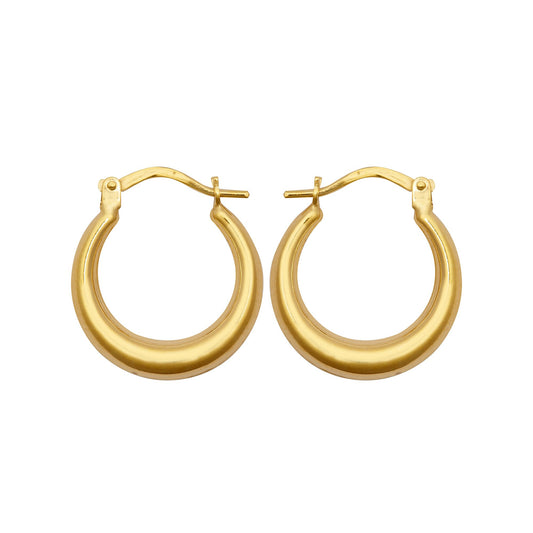Ladies 9ct Gold  Graduating Crescent Moon Creole Earrings - JER792B