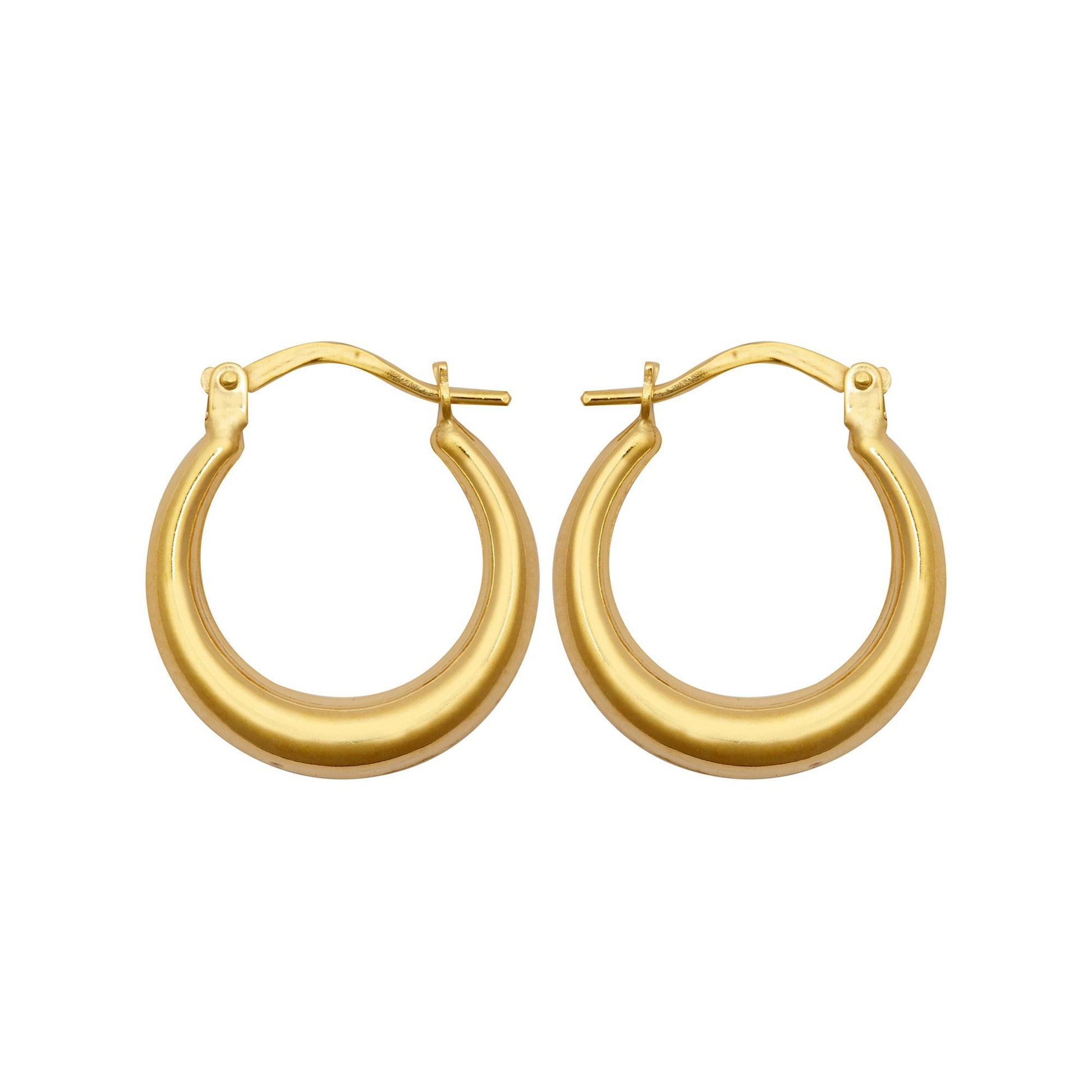 Ladies 9ct Gold  Graduating Crescent Moon Creole Earrings - JER792B