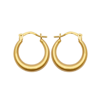 Ladies 9ct Gold  Graduating Crescent Moon Creole Earrings - JER792B