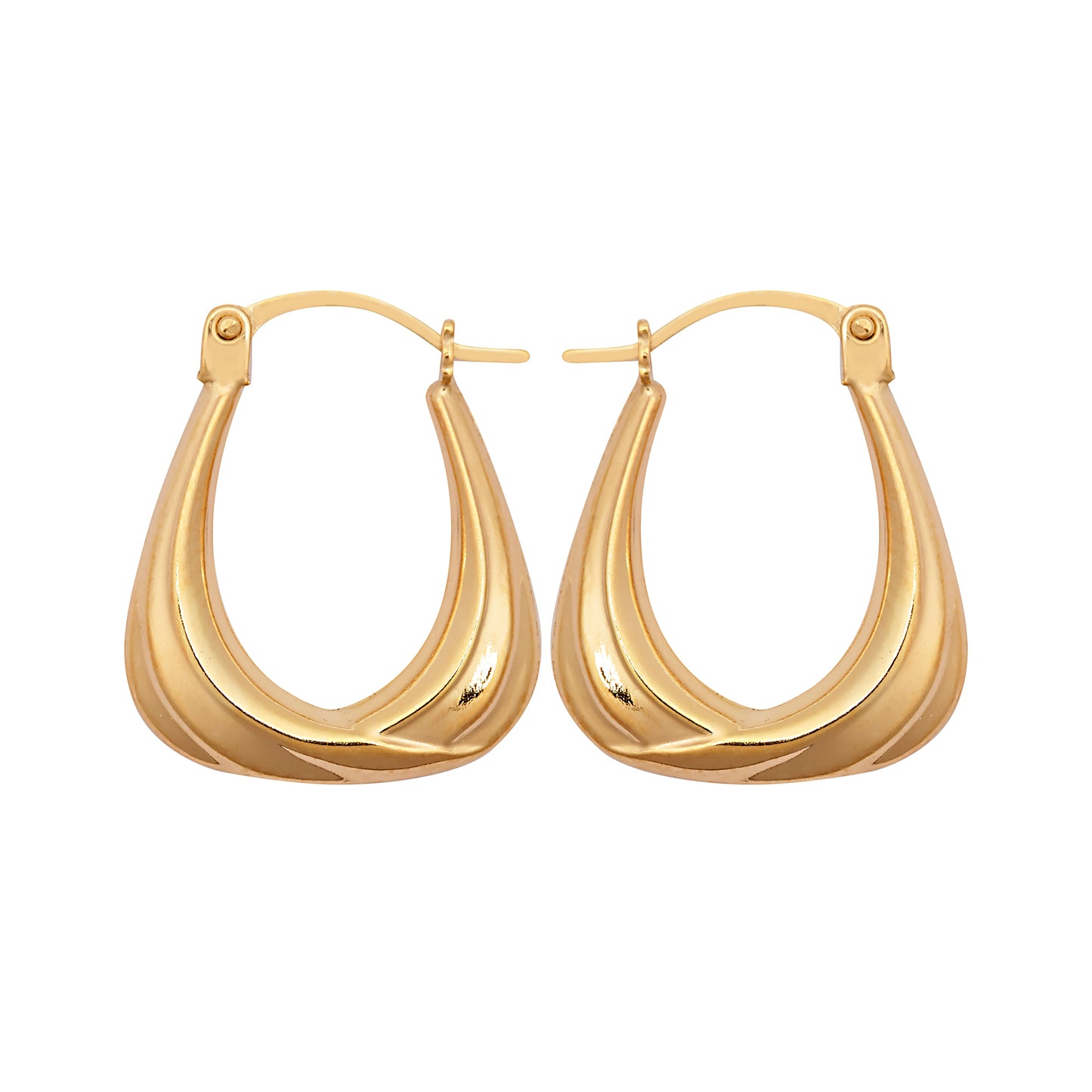 Ladies 9ct Gold  Curtain Ribbon Handbag Creole Earrings - JER794