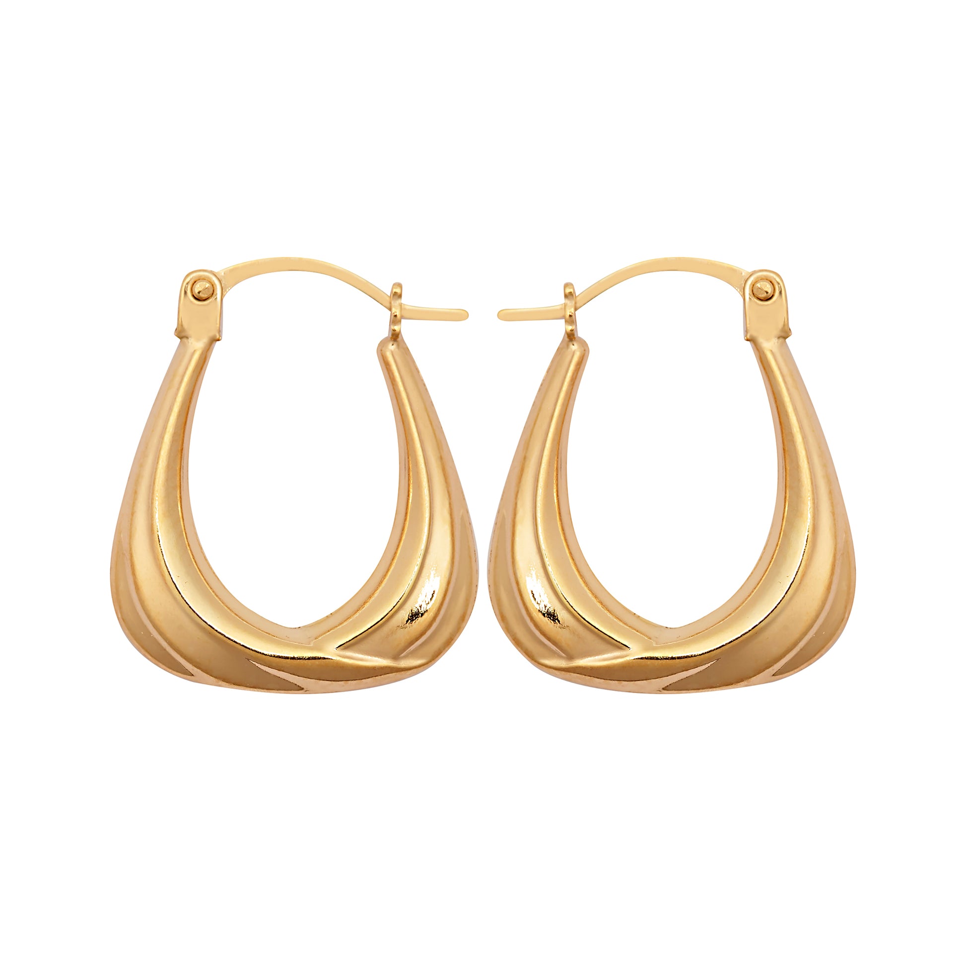 Ladies 9ct Gold  Curtain Ribbon Handbag Creole Earrings - JER794