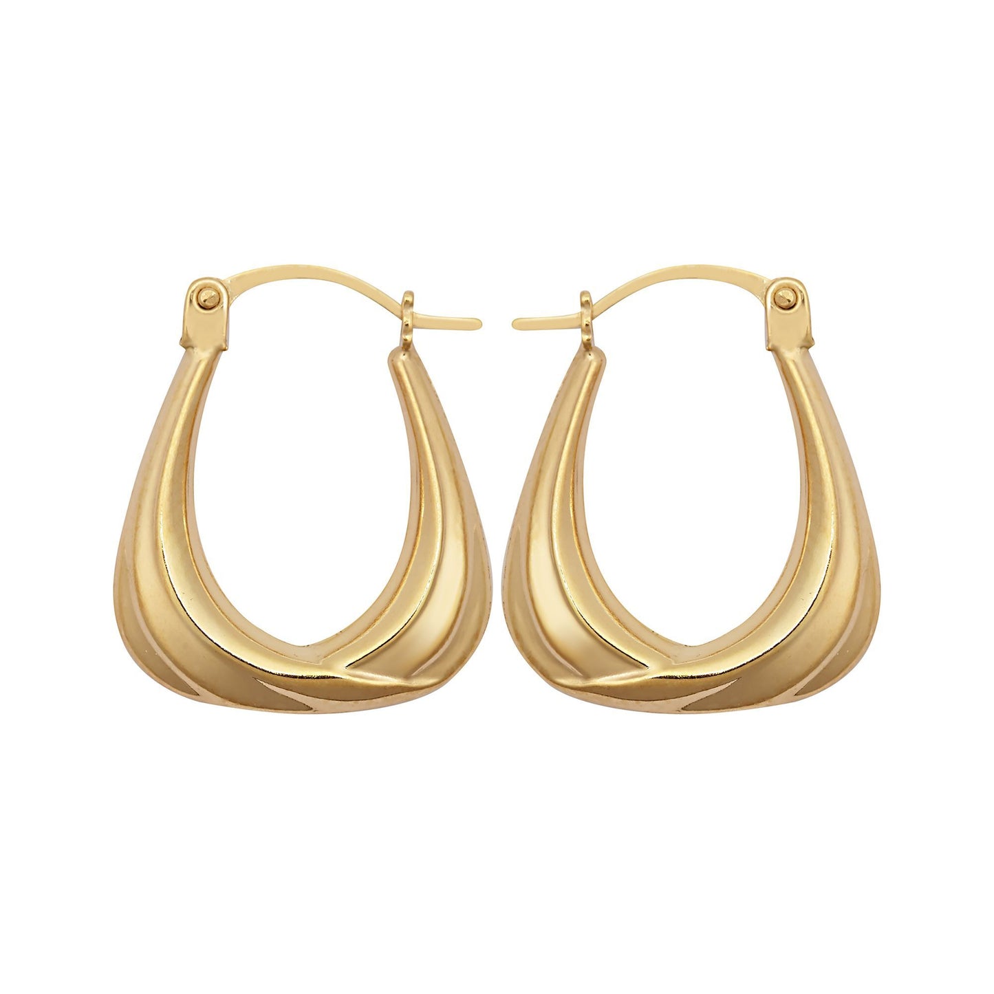 Ladies 9ct Gold  Curtain Ribbon Handbag Creole Earrings - JER794