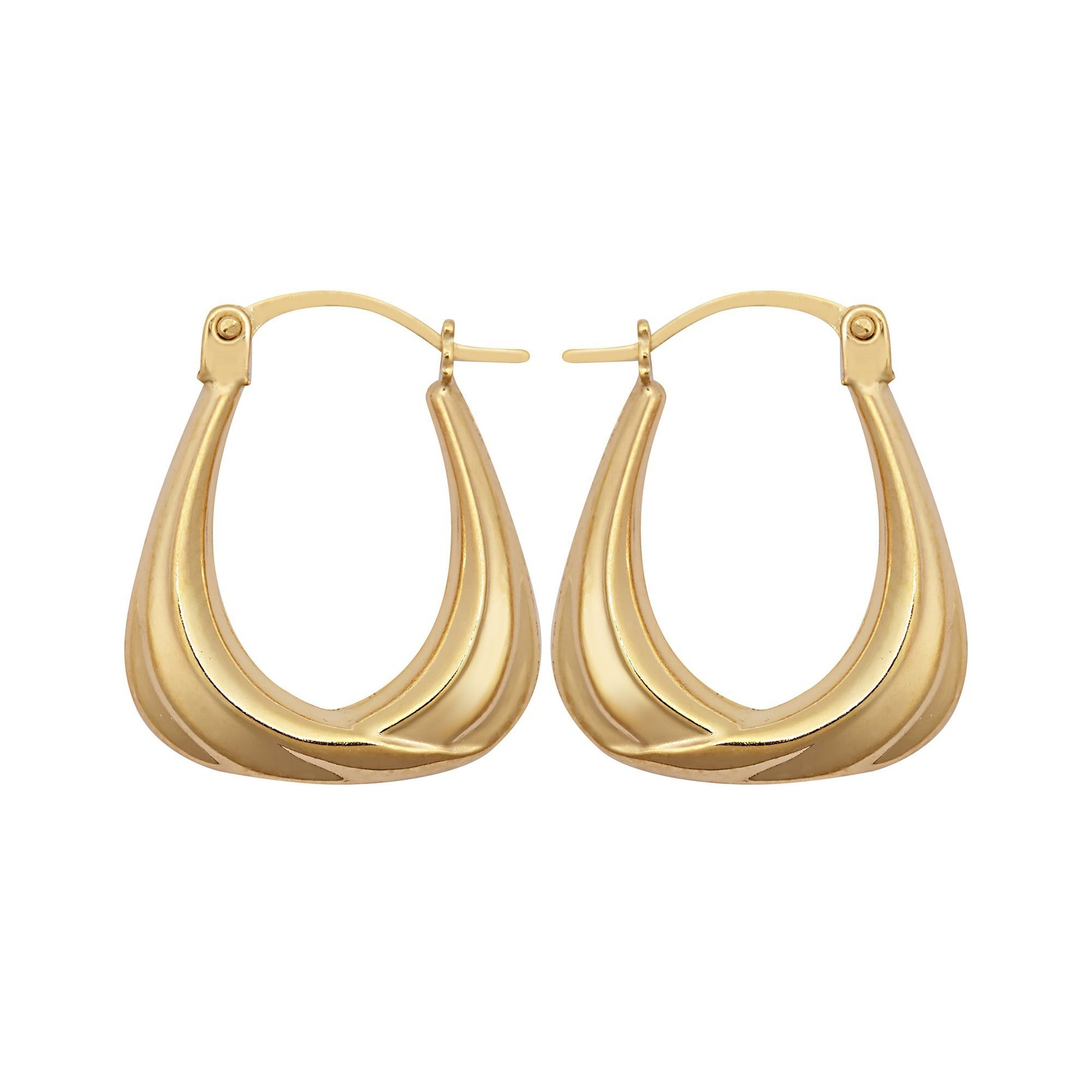 Ladies 9ct Gold  Curtain Ribbon Handbag Creole Earrings - JER794