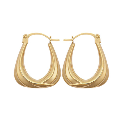 Ladies 9ct Gold  Curtain Ribbon Handbag Creole Earrings - JER794