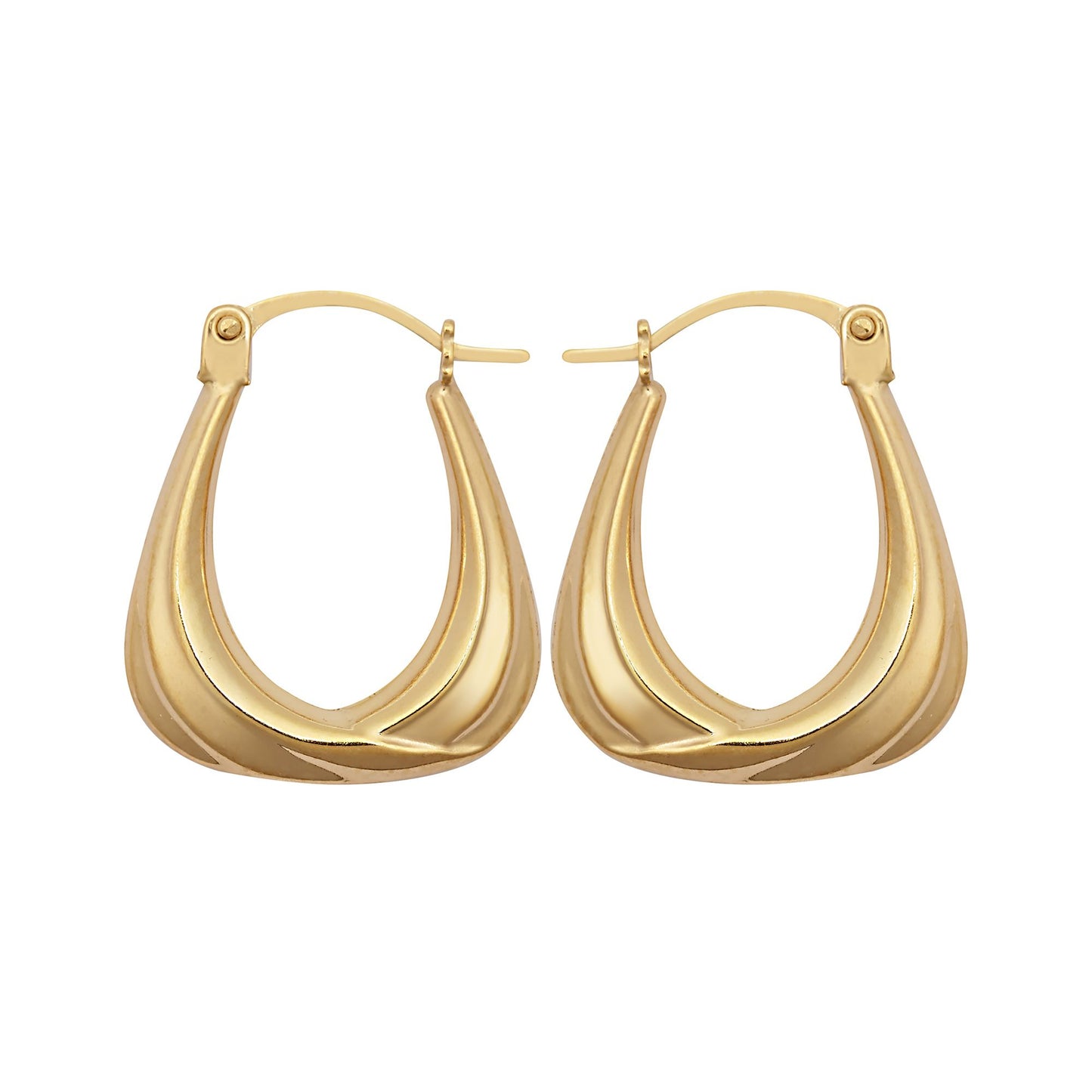 Ladies 9ct Gold  Curtain Ribbon Handbag Creole Earrings - JER794