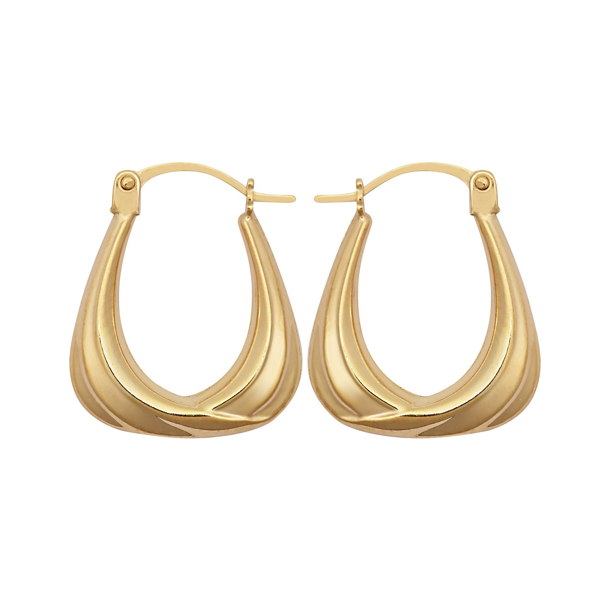 Ladies 9ct Gold  Curtain Ribbon Handbag Creole Earrings - JER794