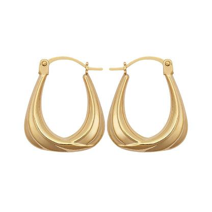 Ladies 9ct Gold  Curtain Ribbon Handbag Creole Earrings - JER794