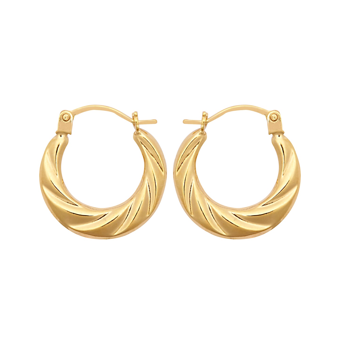 Ladies 9ct Gold  Twisted Silk Crescent Moon Creole Earrings - JER795