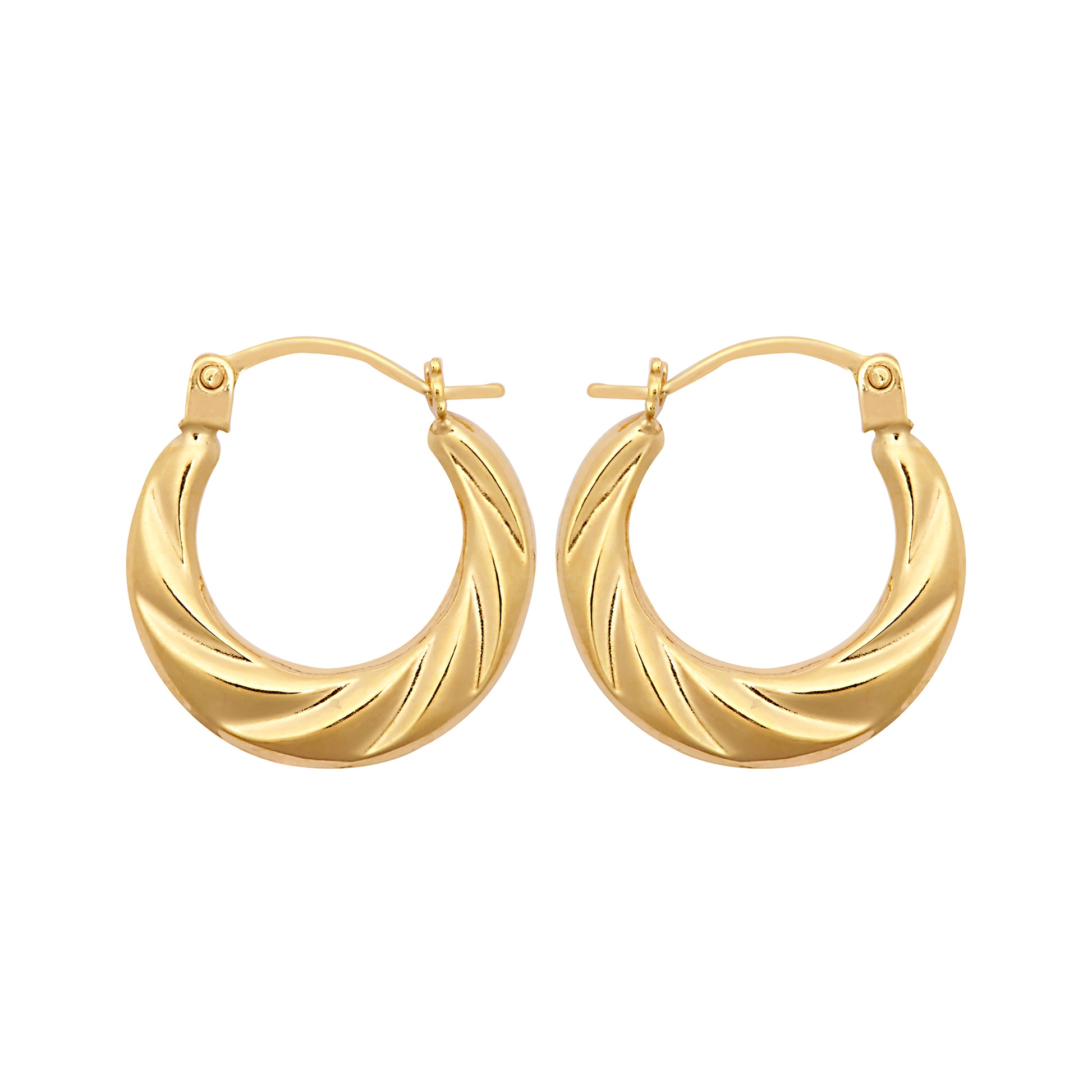 Ladies 9ct Gold  Twisted Croissant Crescent Moon Creole Earrings - JER795