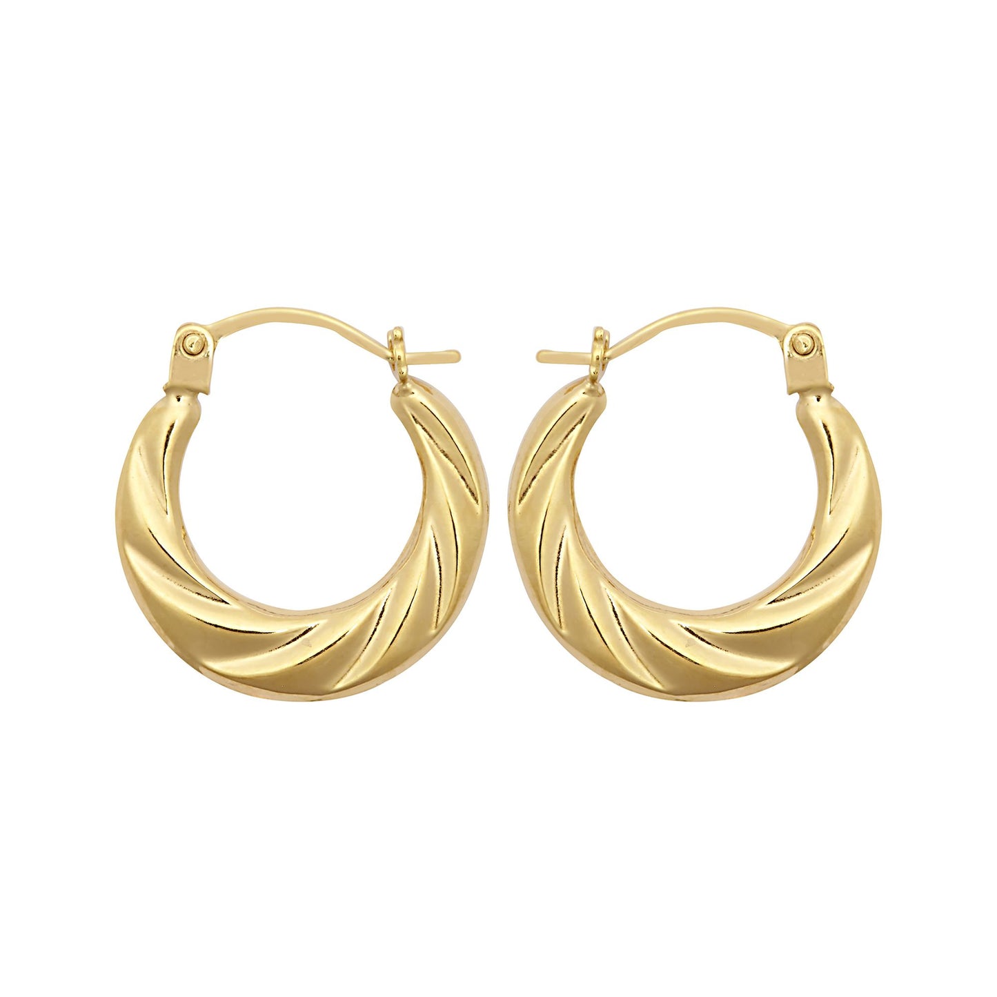 Ladies 9ct Gold  Twisted Croissant Crescent Moon Creole Earrings - JER795