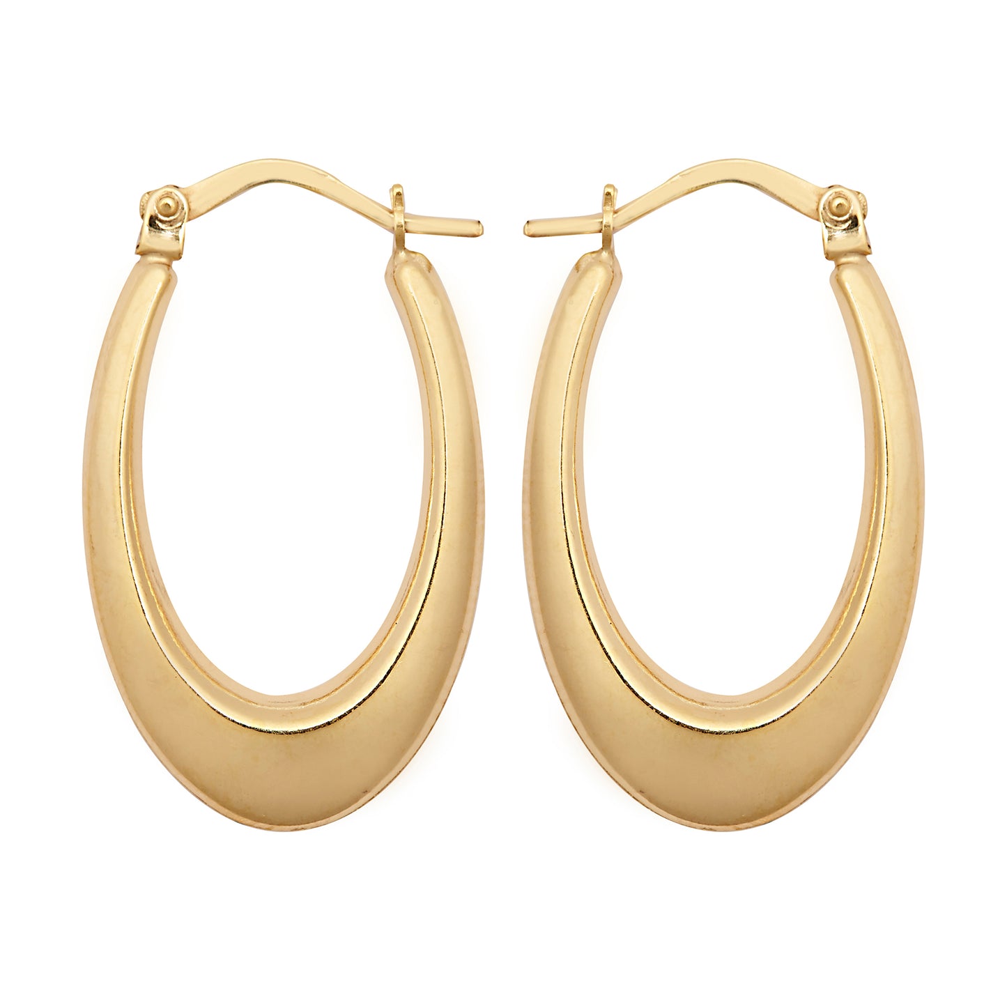 9ct Gold  Elongated Crescent Liquid Drop Creole Earrings - JER797