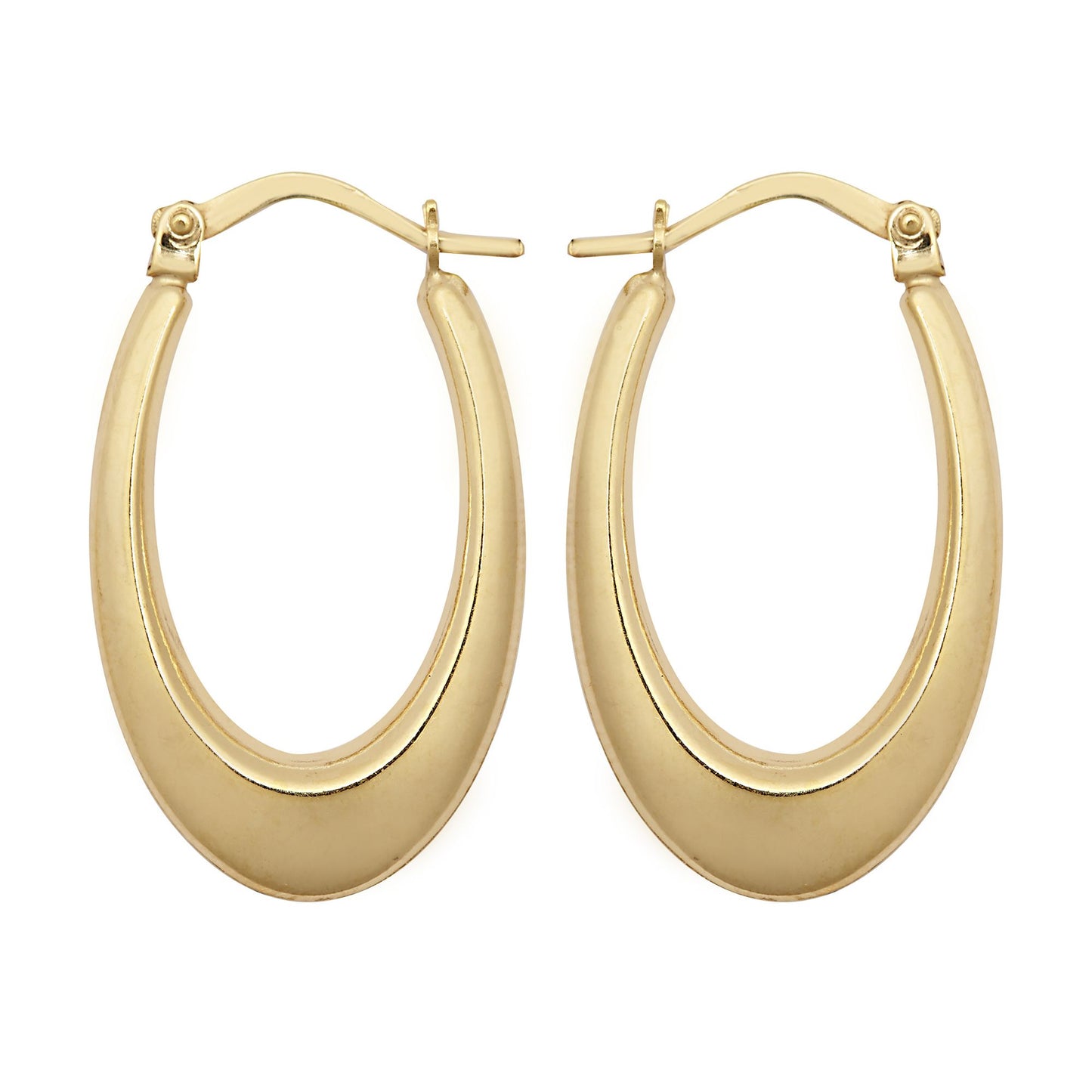 9ct Gold  Elongated Crescent Liquid Drop Creole Earrings - JER797