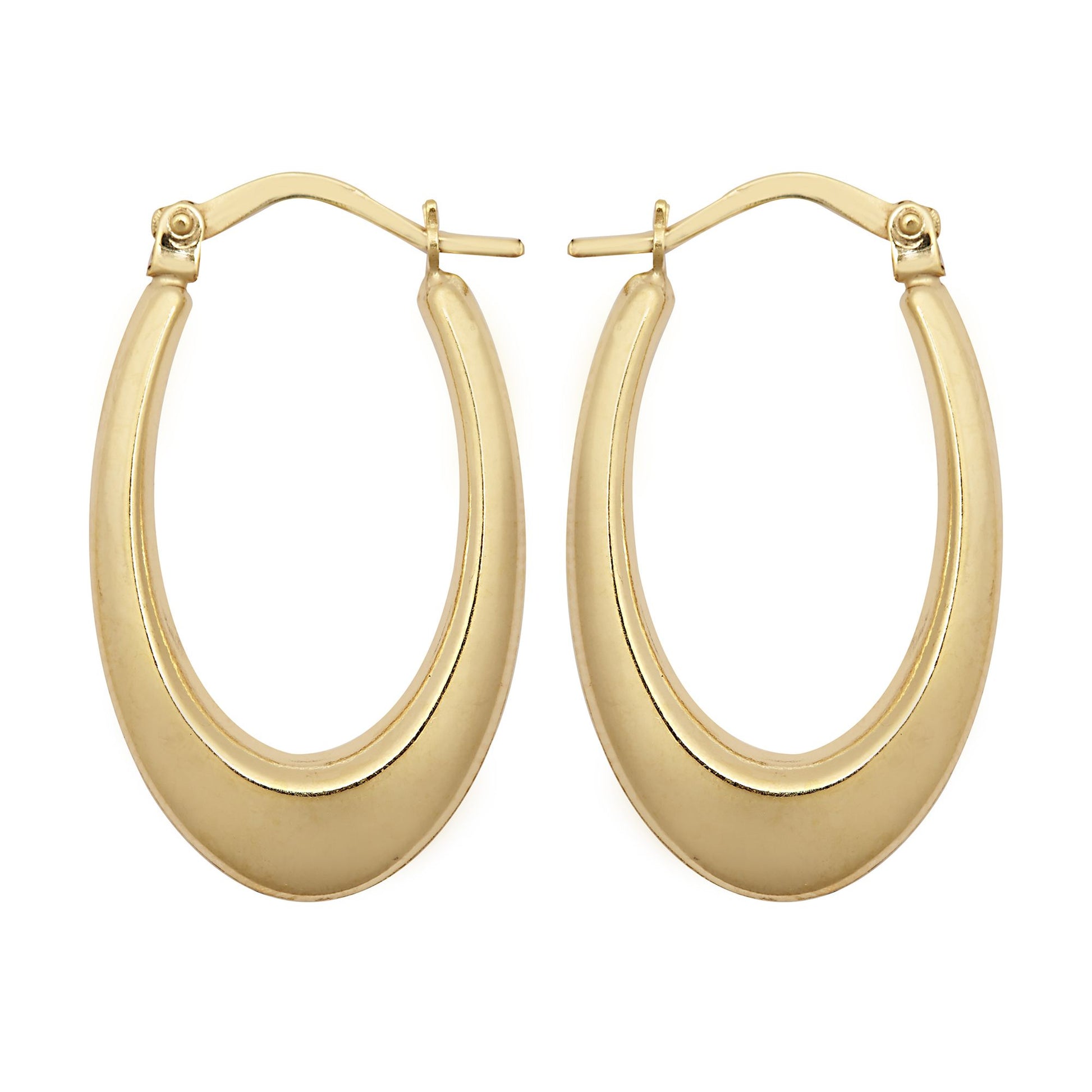 9ct Gold  Elongated Crescent Liquid Drop Creole Earrings - JER797