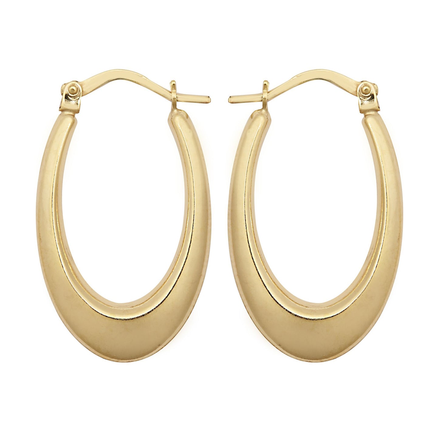 9ct Gold  Elongated Crescent Liquid Drop Creole Earrings - JER797