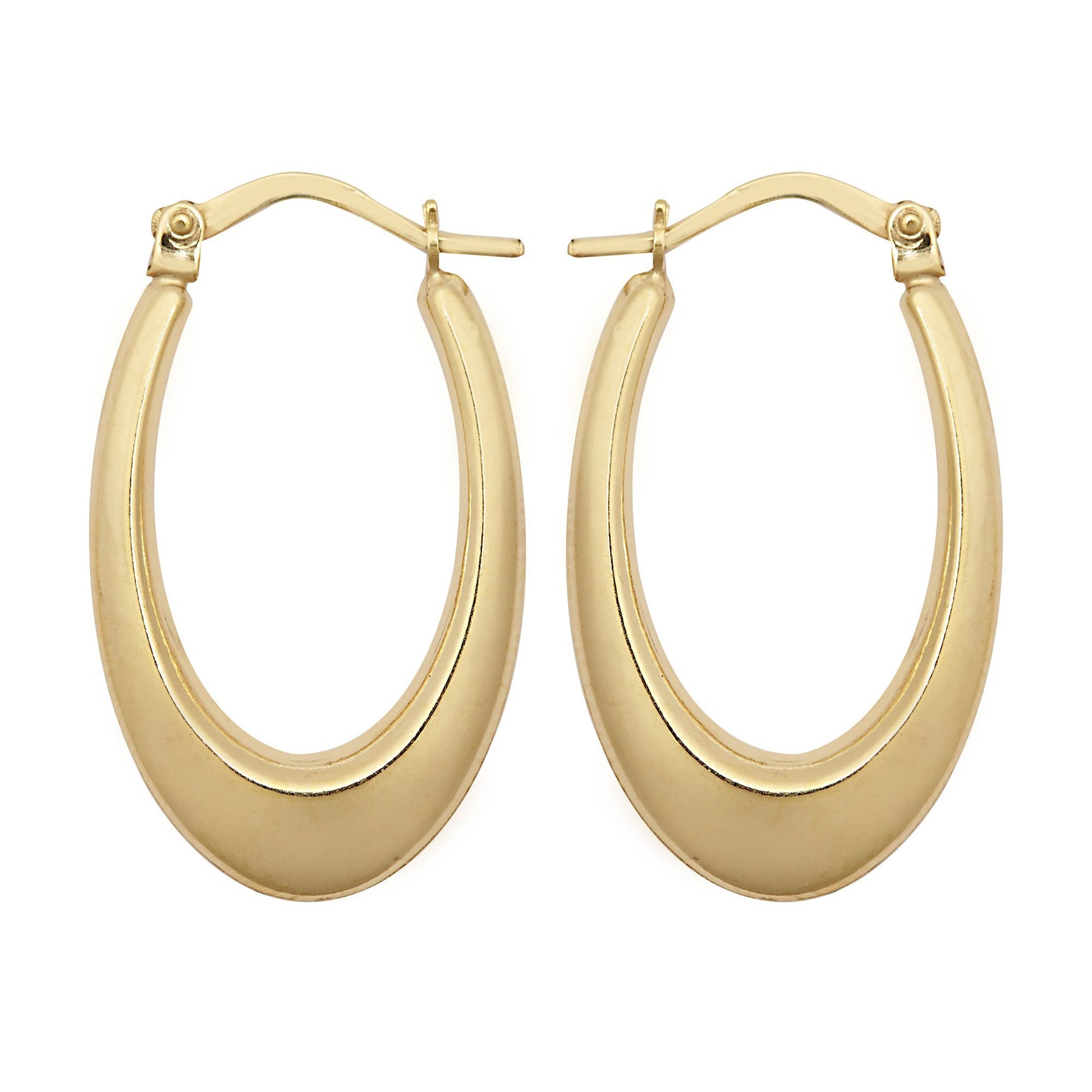 9ct Gold  Elongated Crescent Liquid Drop Creole Earrings - JER797