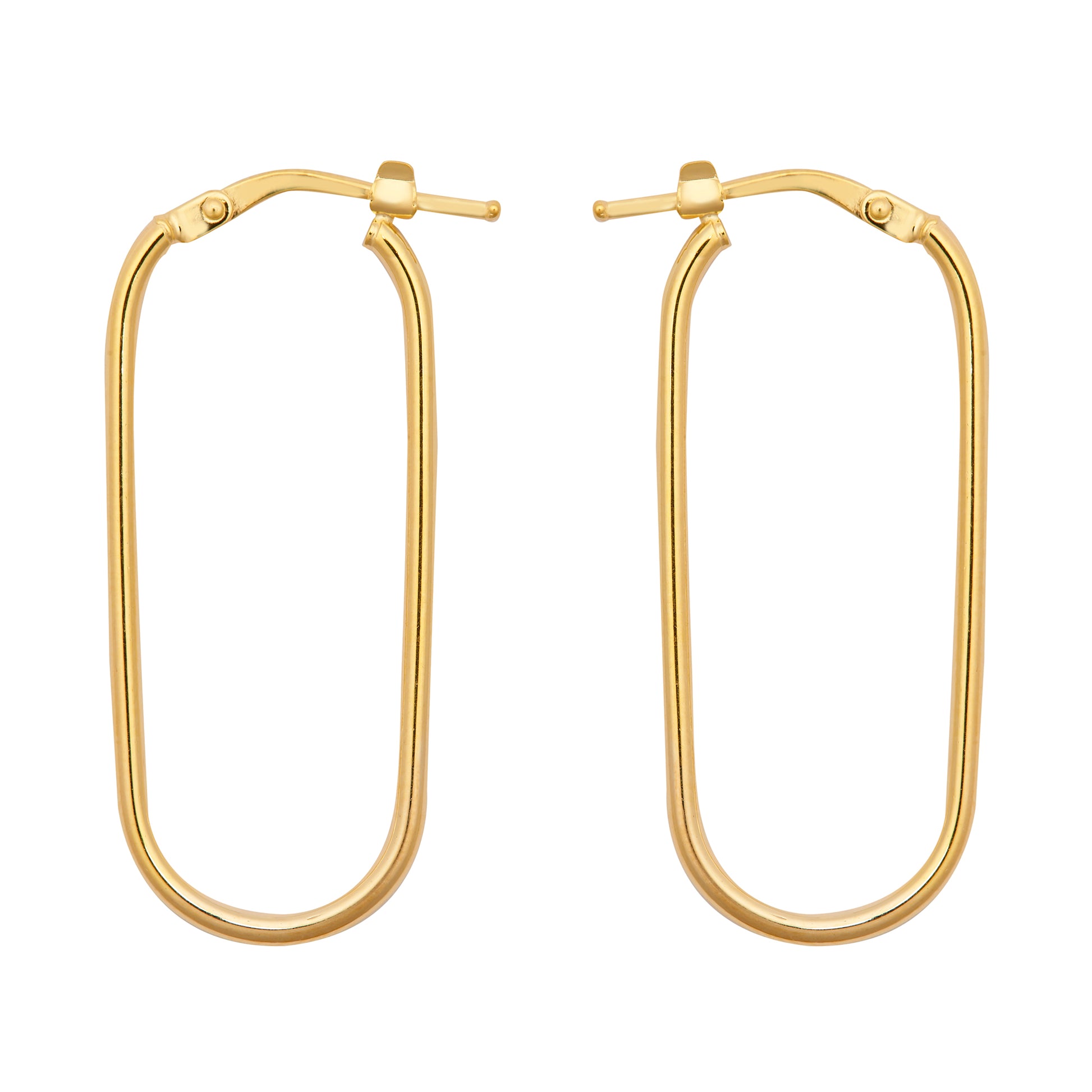 9ct Gold  Paperclip Pill Oval 1mm Drop Earrings, 35mm - JER802