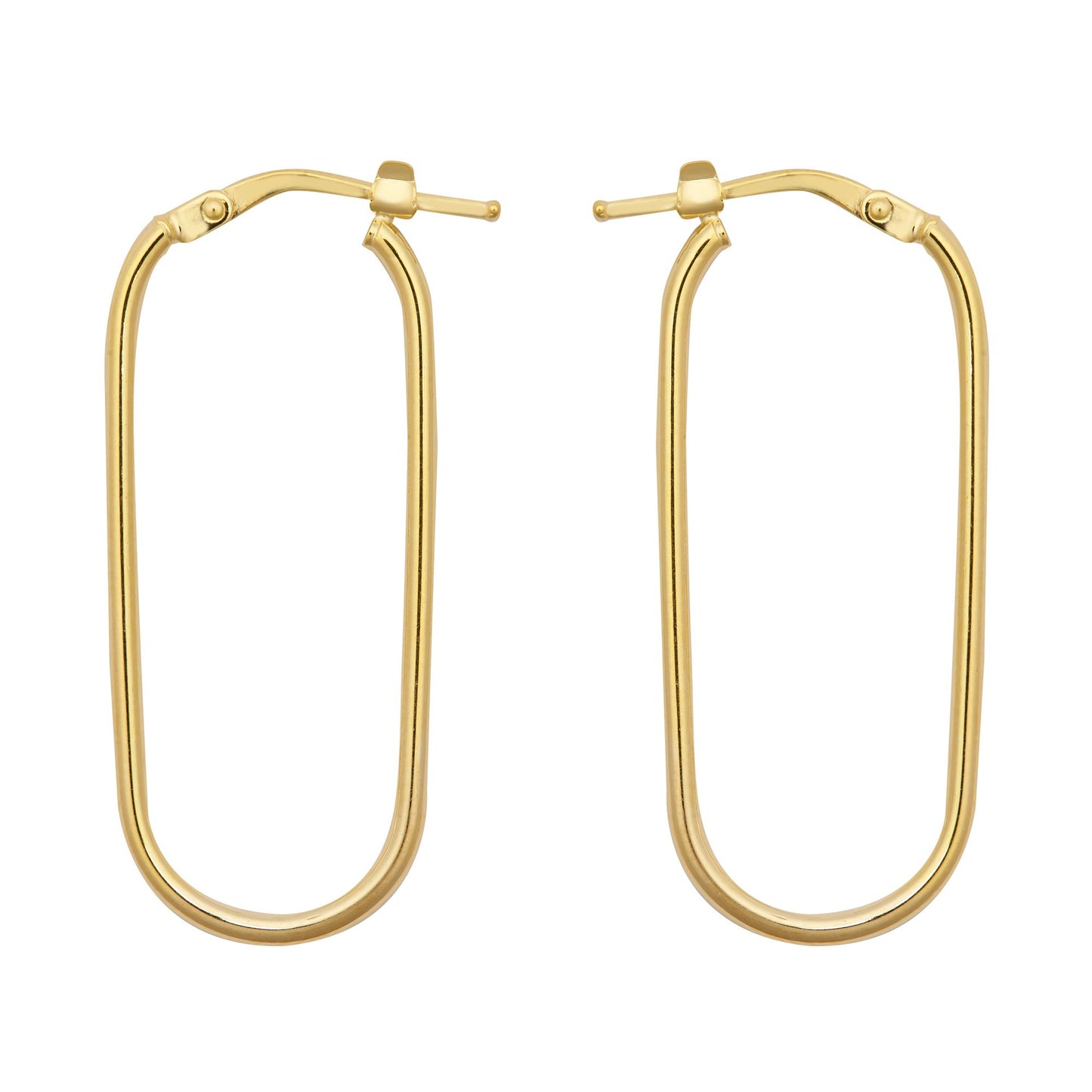 9ct Gold  Paperclip Pill Oval 1mm Drop Earrings, 35mm - JER802