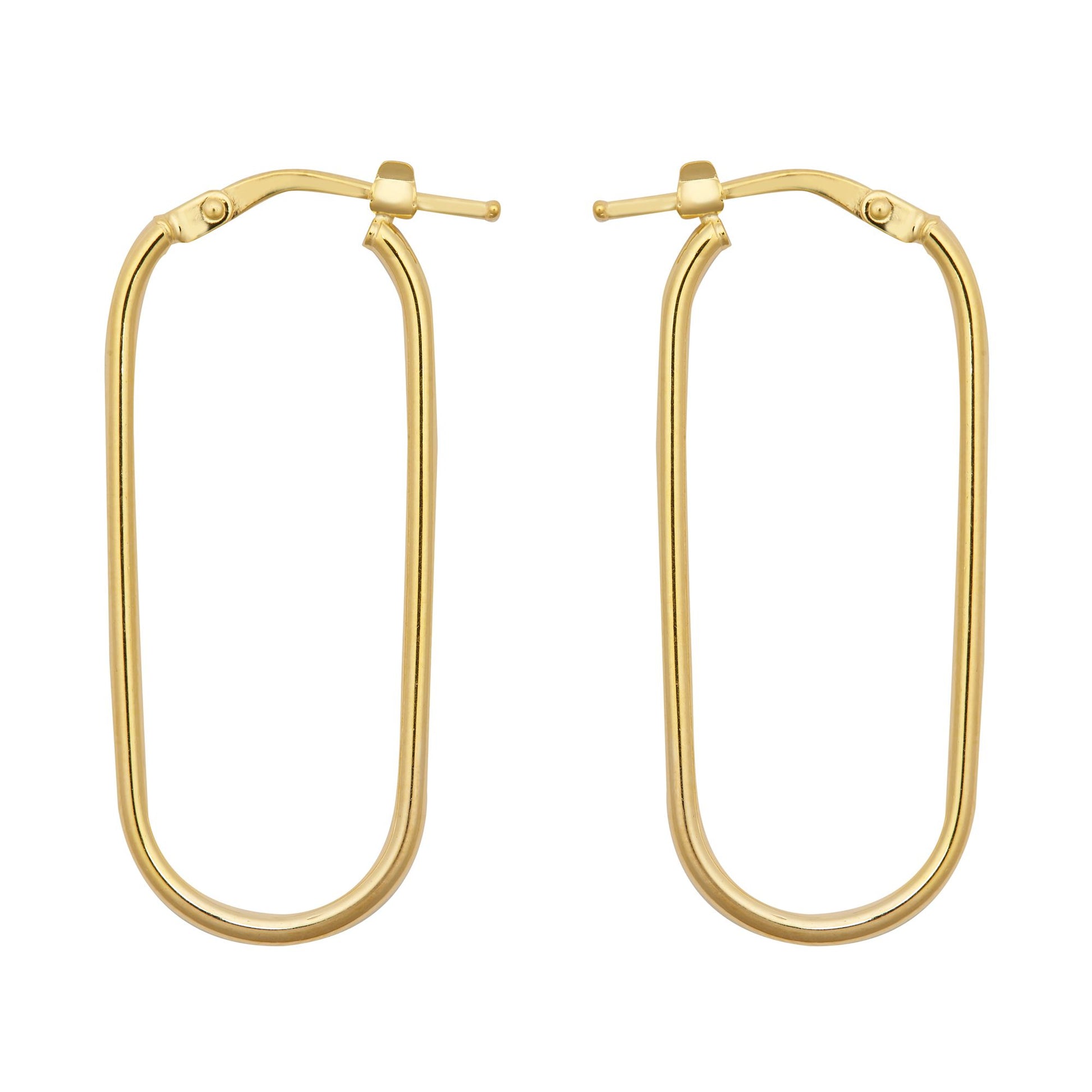 9ct Gold  Paperclip Pill Oval 1mm Drop Earrings, 35mm - JER802