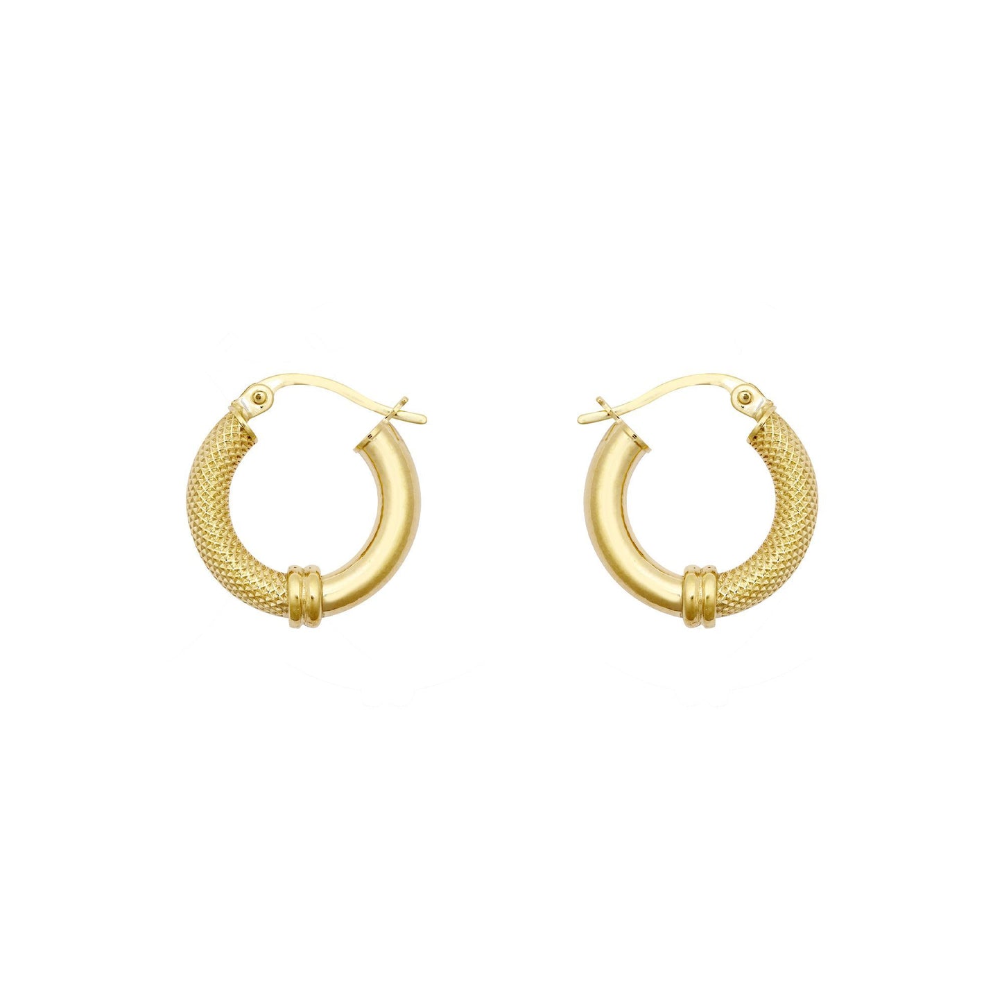 9ct Gold  Snake Skin Mesh Styles Clash 3mm Hoop Earrings 16mm - JER805A