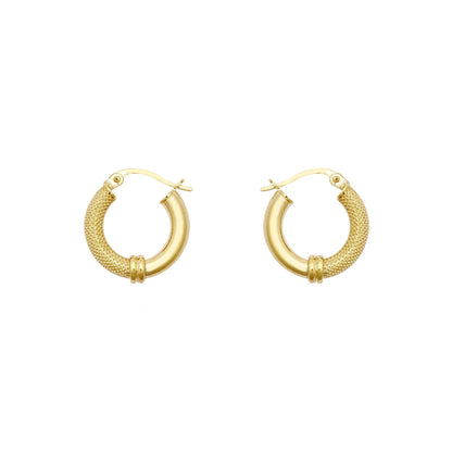 9ct Gold  Snake Skin Mesh Styles Clash 3mm Hoop Earrings 16mm - JER805A