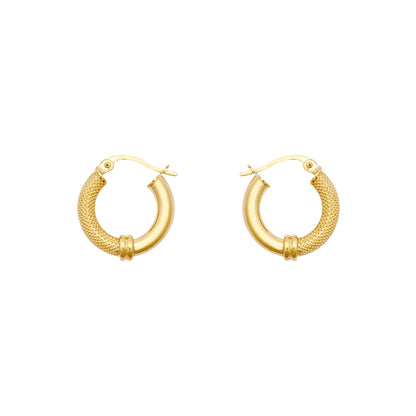 9ct Gold  Snake Skin Mesh Styles Clash 3mm Hoop Earrings 16mm - JER805A