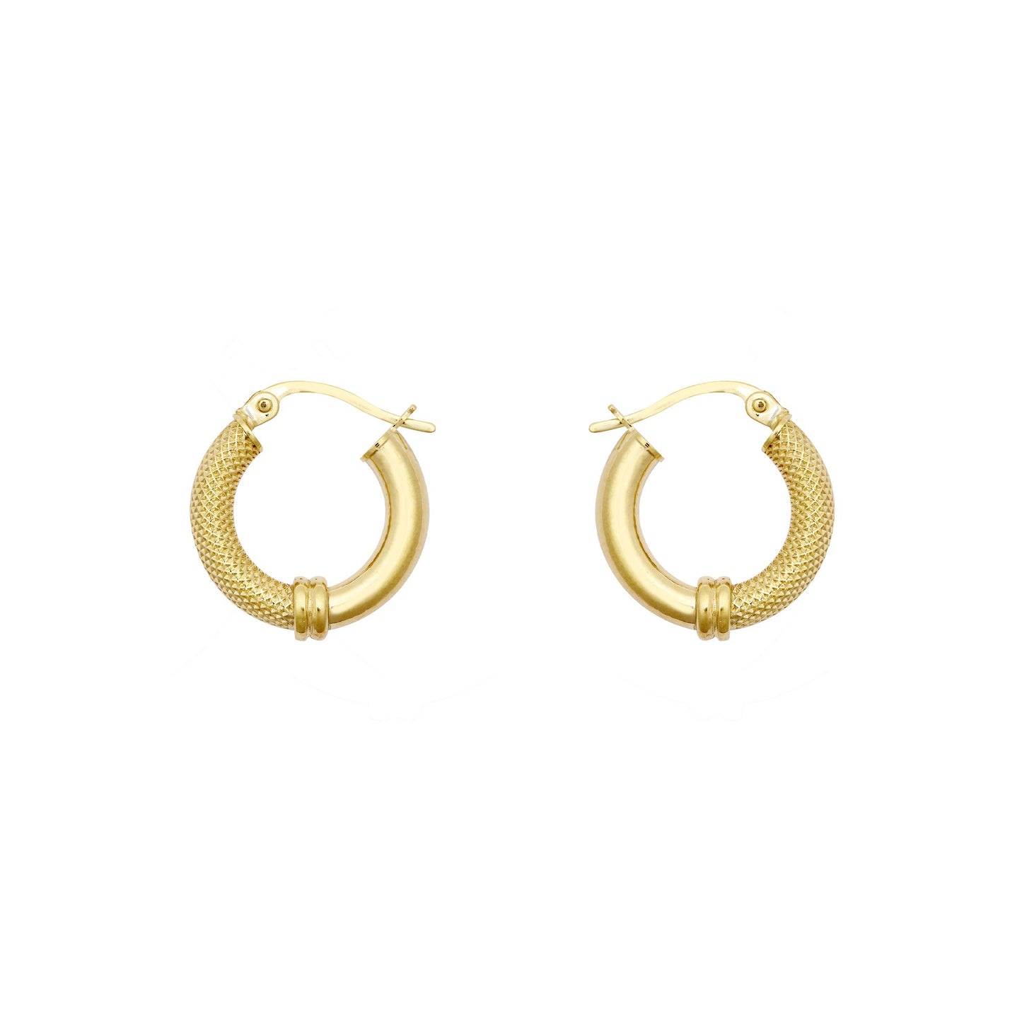 9ct Gold  Snake Skin Mesh Styles Clash 3mm Hoop Earrings 16mm - JER805A