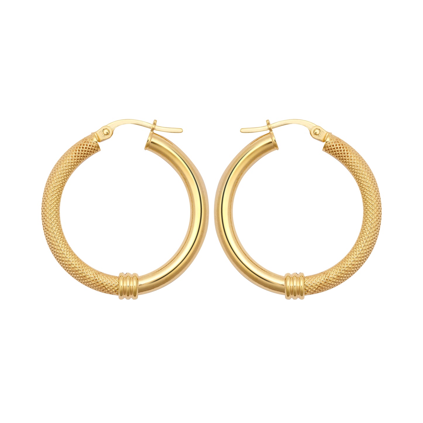 9ct Gold  Snake Skin Mesh Styles Clash 3mm Hoop Earrings 26mm - JER805C